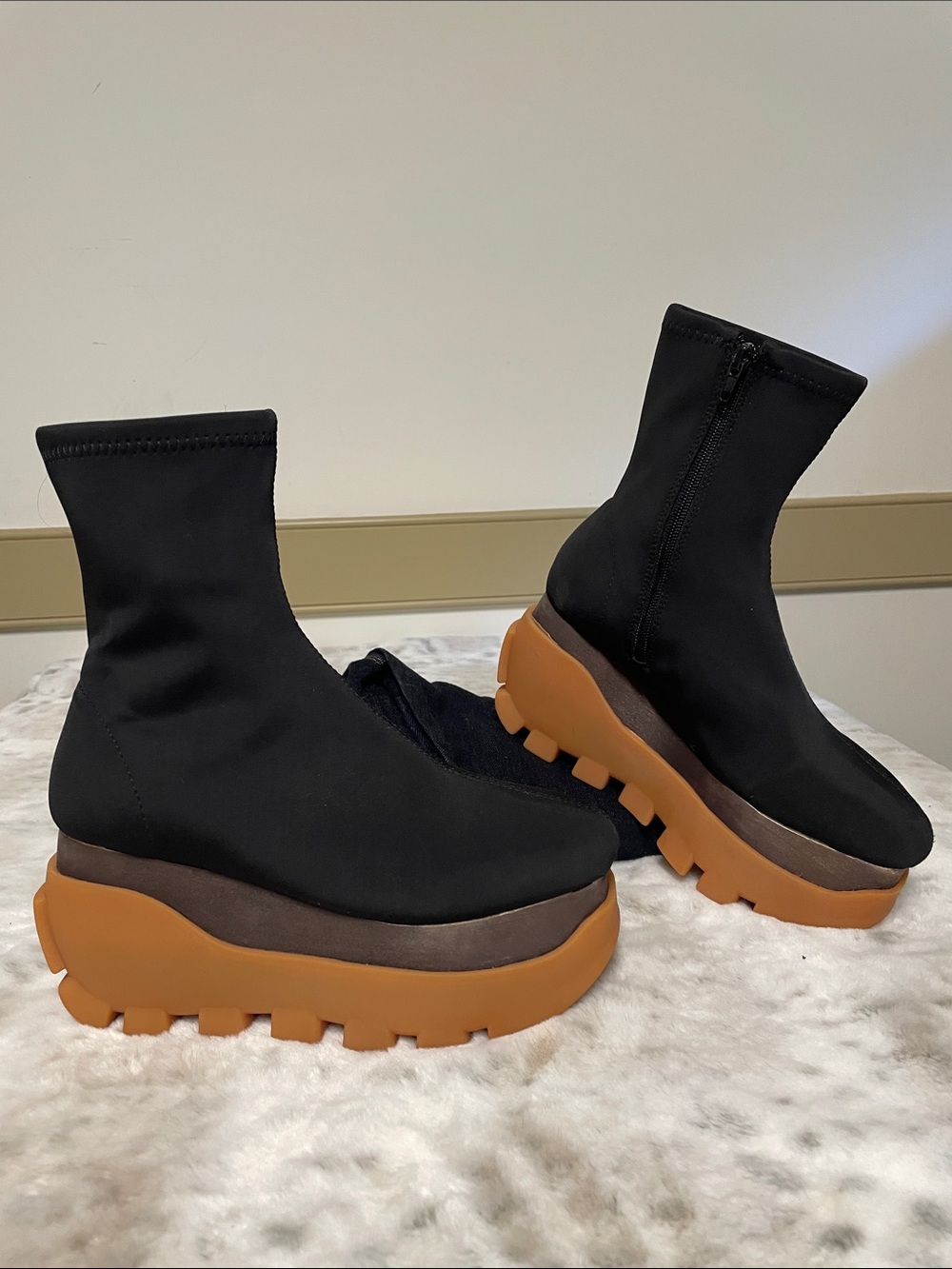 Jeffrey Campbell “hybrida” Black Sock Platform Boots